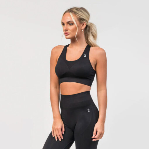 V3 Apparel Excel Seamless Scrunch Sports Bra - Black