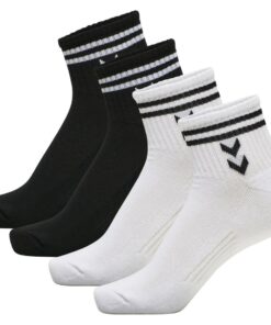 Hummel STRIPE 4-pack Mid Cut Socks Mix - White/Black